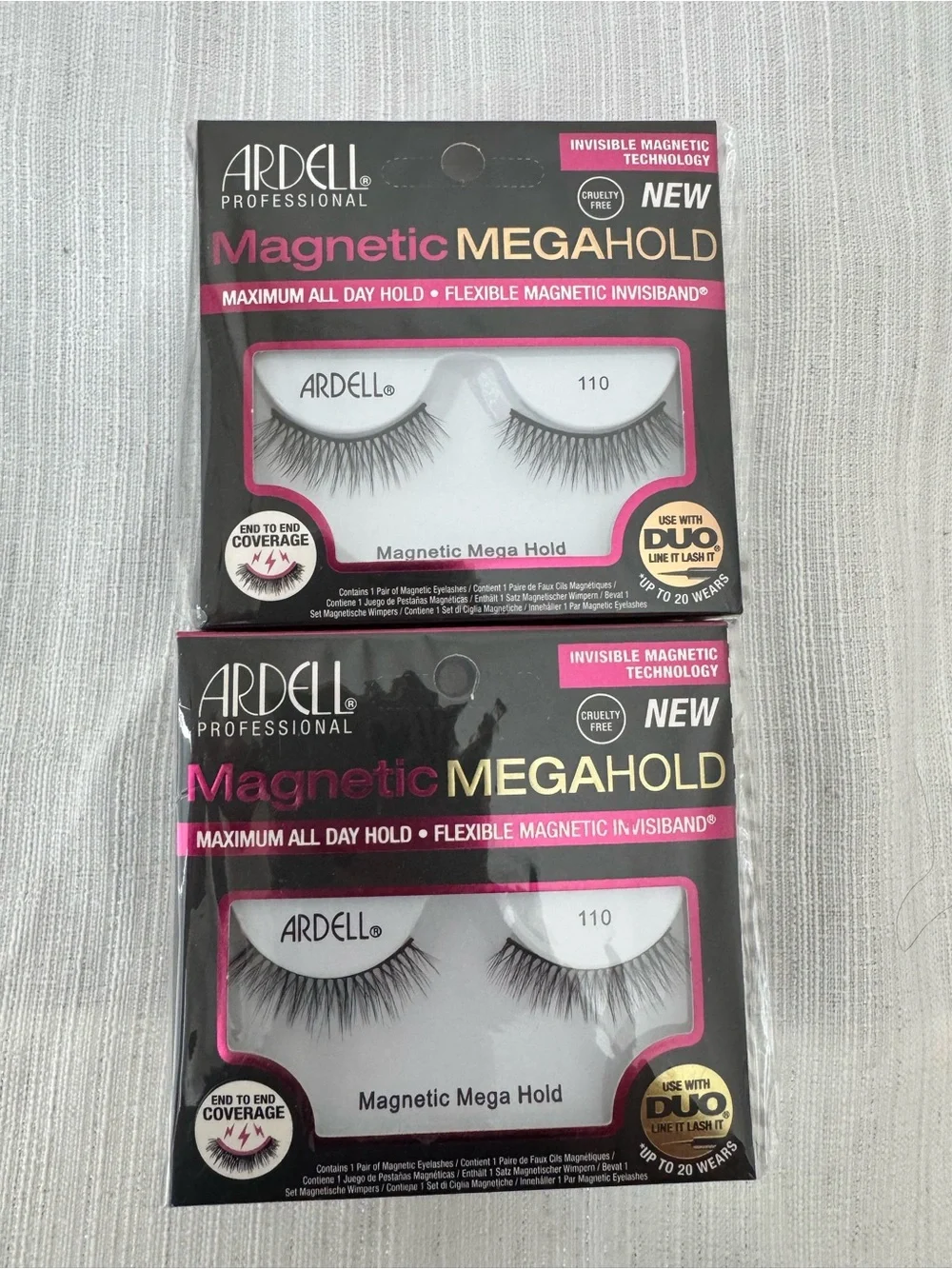 Ardell Magnetic Mega Hold False Lashes - Black with Pink Accents 8 Pack Bundle